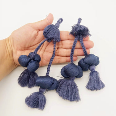 Grey Silk Fabric Ball Tassels, Latkan, Embellishments